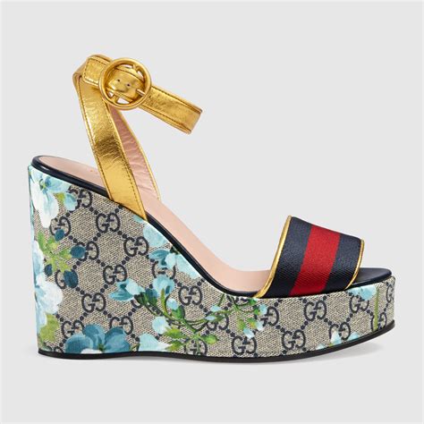 gucci gold wedge sandals|Gucci platform wedge sandals.